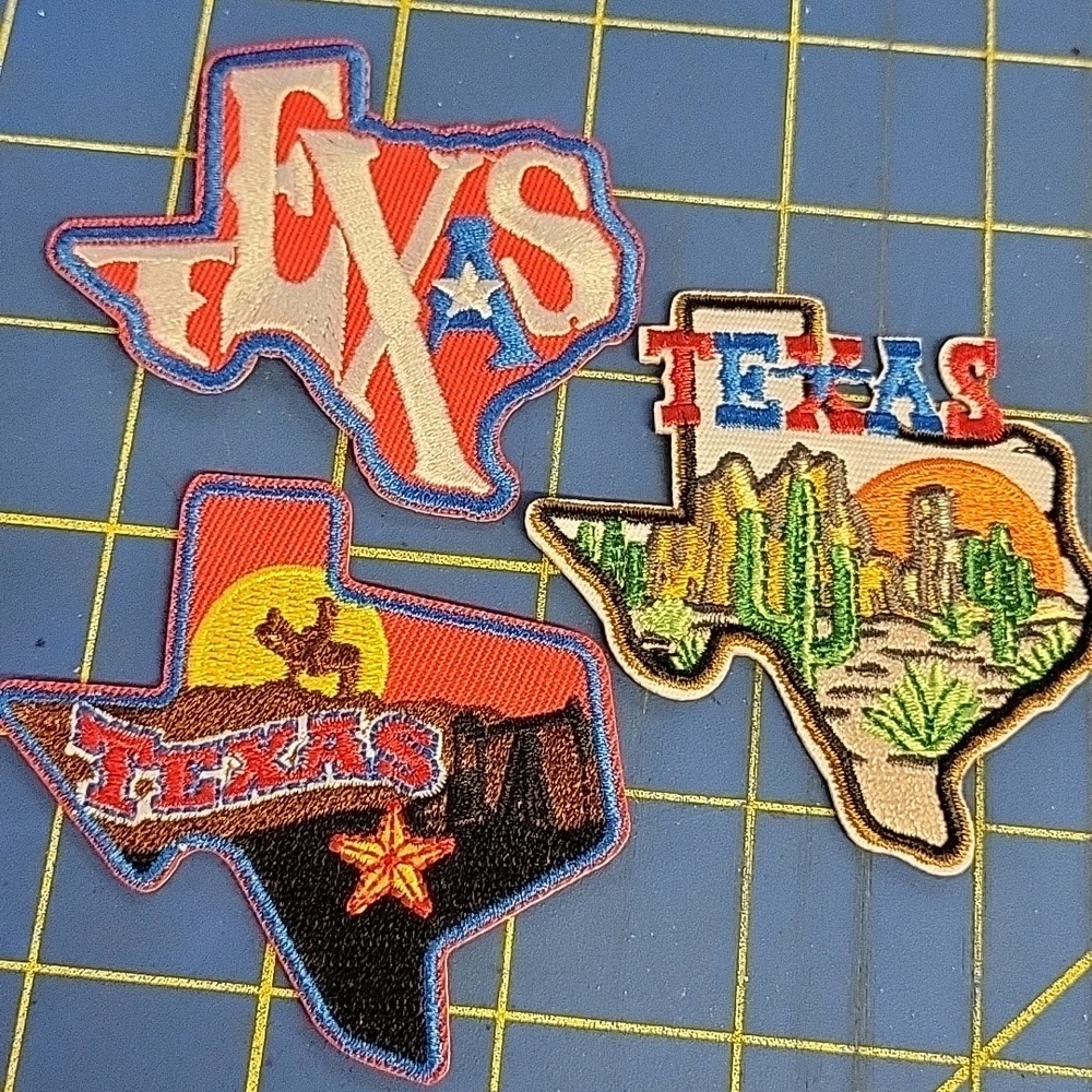 Texas Embroidered Patch 2.75" Set of 3 New